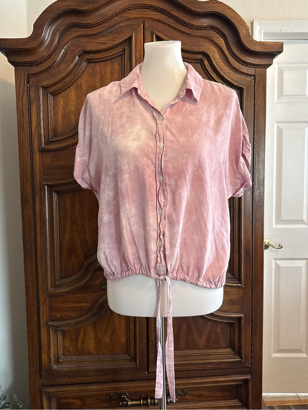 Sanctuary tie-dye rayon blouse with tie waist